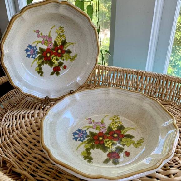 Vintage 1970's Mikasa Garden Club A Basket of Wildflowers EC403 Bowls set of 2 - Picture 8 of 10